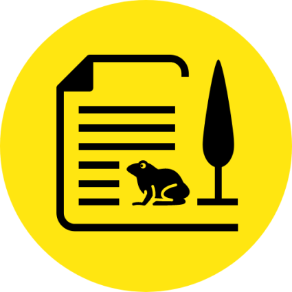 Icoon natuurbeheerplannen Pictogram met formulier, kikker en boom
