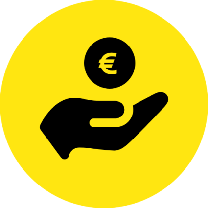 Icoon Subsidies Pictogram met hand en euroteken