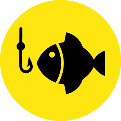 Icoon Vissen Pictogram met vis en vishaak